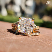 Radiant Cut Solitaire | Gold Wedding Band | Moissanite Love Ring