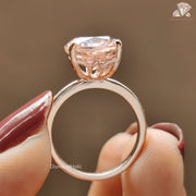 Cushion Cut Morganite Ring – Round Prong Moissanite Design