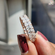 Radiant Cut Promise Ring | Solid Gold Moissanite Band | Stylish Full Eternity Ring