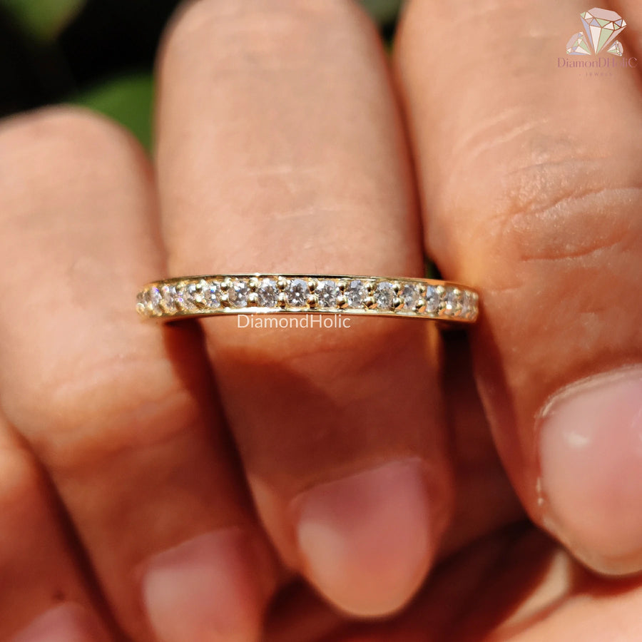 Round Diamond Wedding | Moissanite Eternity Style | Elegant Band