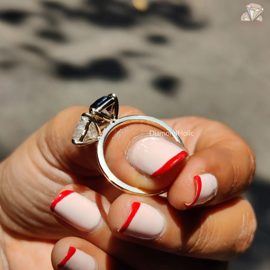 two stone ring | unique engagement ring | blue diamond ring