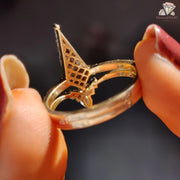 Vintage Kite Cut Salt and Pepper Curved Shape Diamond Ring with Band