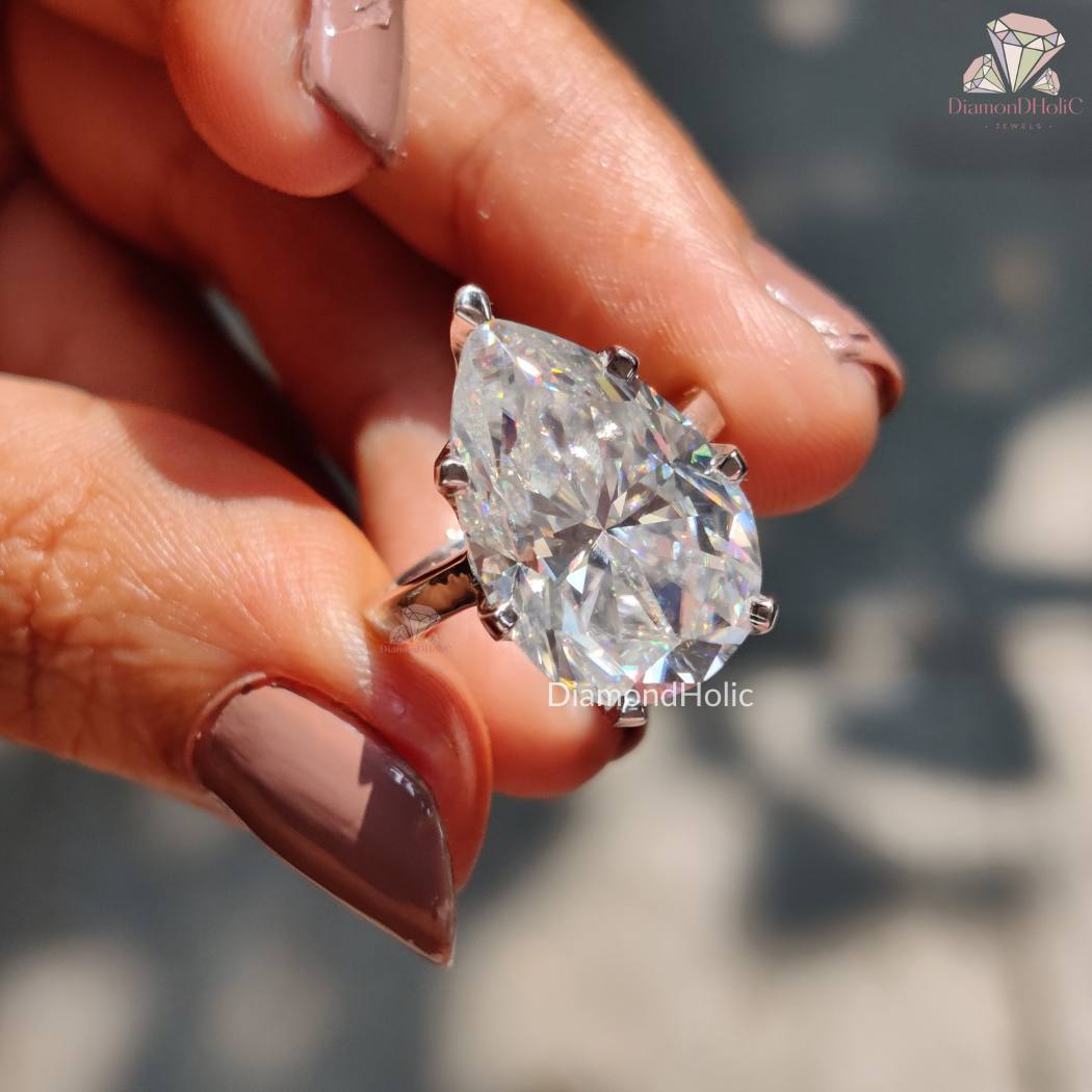 7Ct Pear Cut Moissanite Engagement Ring