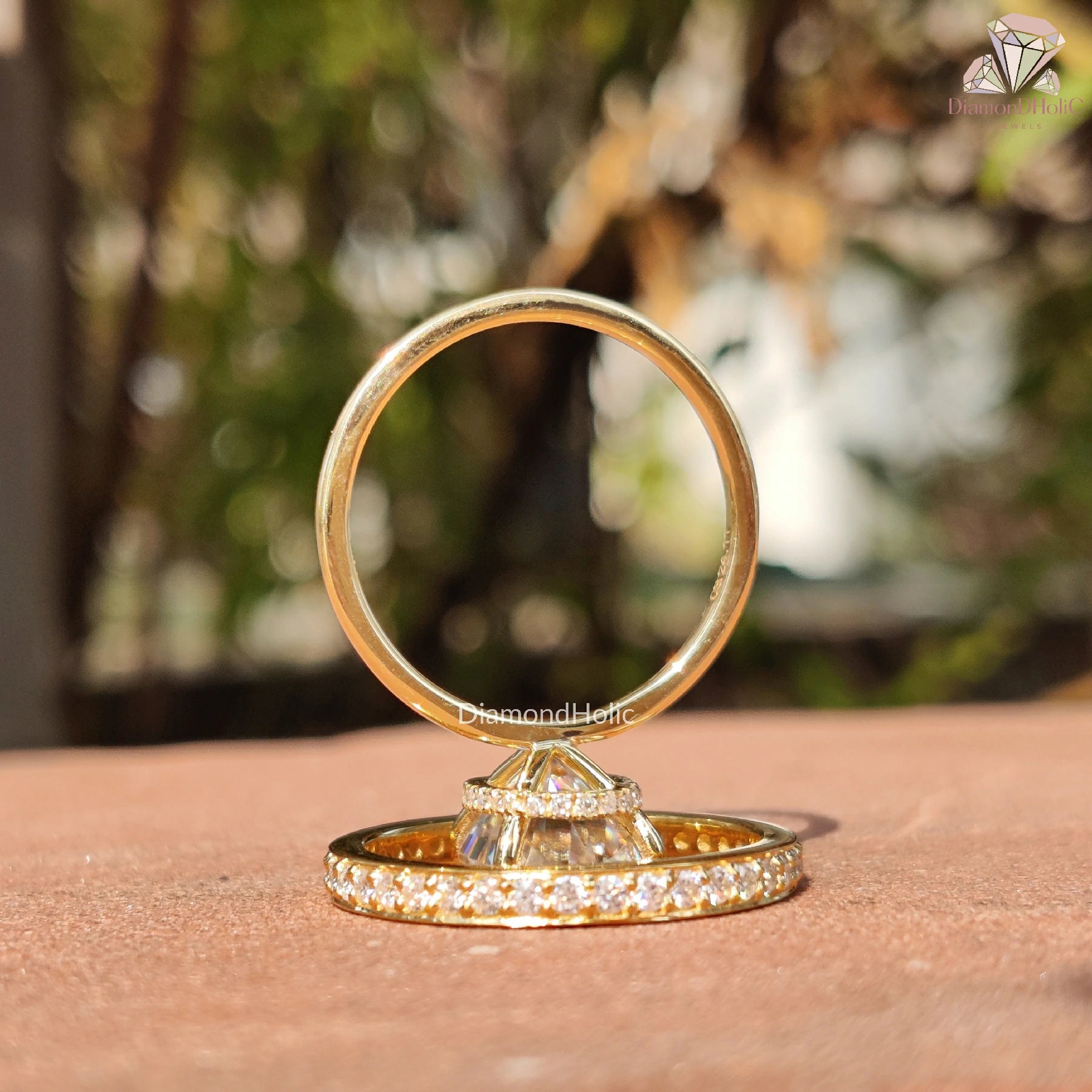 Oval Halo Engagement Ring | Round Eternity Band | Moissanite Set