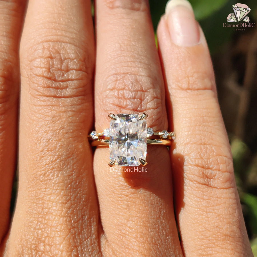 Radiant Moissanite Ring | Wedding Ring Set | Solitaire Engagement