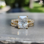 Wedding band with moissanite | Radiant cut diamond engagement ring | Moissanite engagement ring