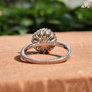 Halo Moissanite Ring | Round Sparkling Stone | Eternity Pavé Band
