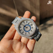 Bold Moissanite Bust Down Watch – Round Dial with Hour Marker Design for Men