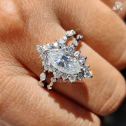 vintage marquise ring | white gold moissanite | marquise engagement ring
