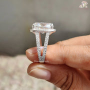Timeless Cushion Cut Moissanite Ring – Vintage Halo & Split Shank