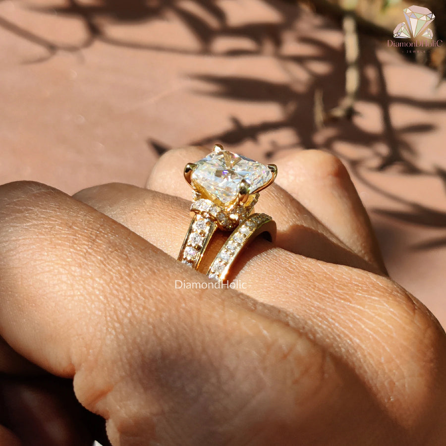 Moissanite Diamond Set | Solitaire Wedding Ring | Eternity Band