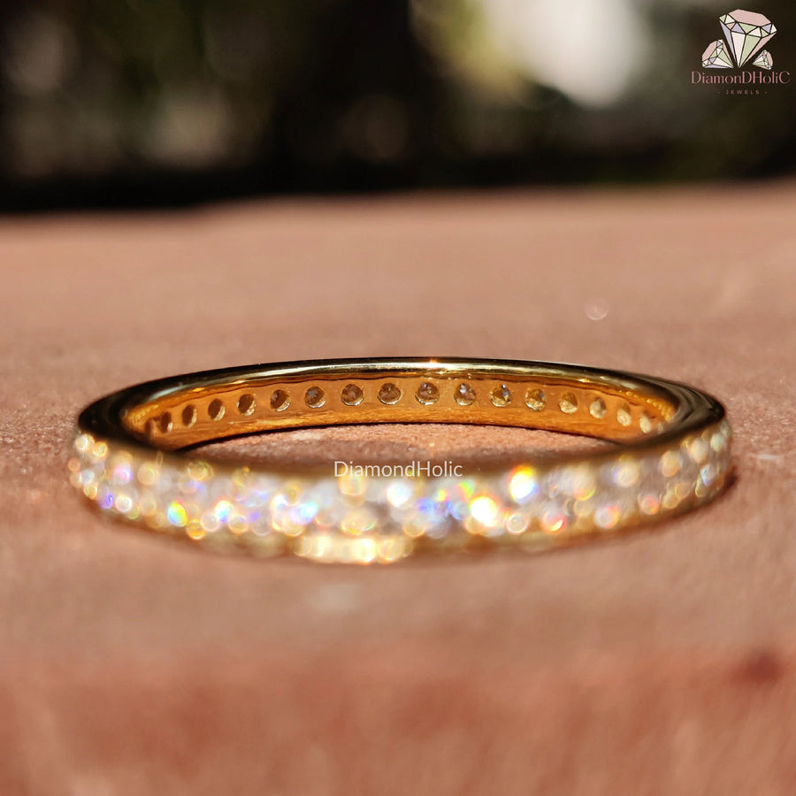 Round Cut Moissanite | Eternity Wedding Ring | Dainty Diamond Band