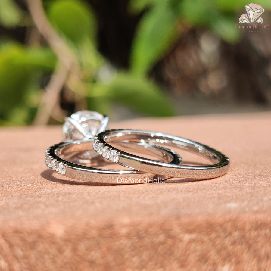 Romance in Half Circle | Moissanite Half Band | Round Cut Shine