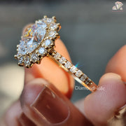 Unique Oval Cut Promise Ring | Beautiful Lab Diamond Gift for Her | Affordable Halo Diamond Ring