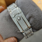 Bold Moissanite Bust Down Watch – Round Dial with Hour Marker Design for Men