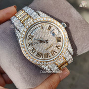 Fully Iced Out Roman Dial Watch