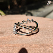 moissanite wrap ring | two band moissanite ring | elegant moissanite band