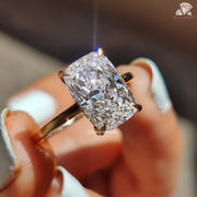 lab grown cushion cut ring | yellow gold diamond ring | solitaire engagement ring