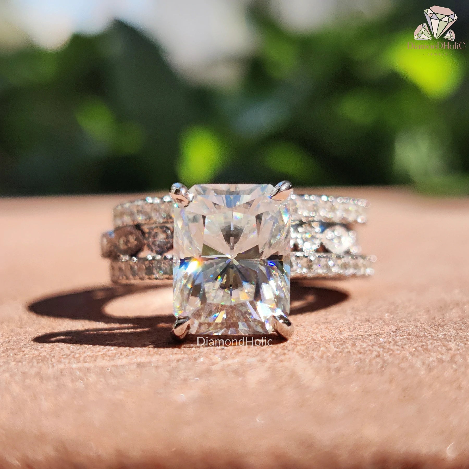 Full Eternity Band | Engagement Ring Set | Sparkling Moissanite Diamonds