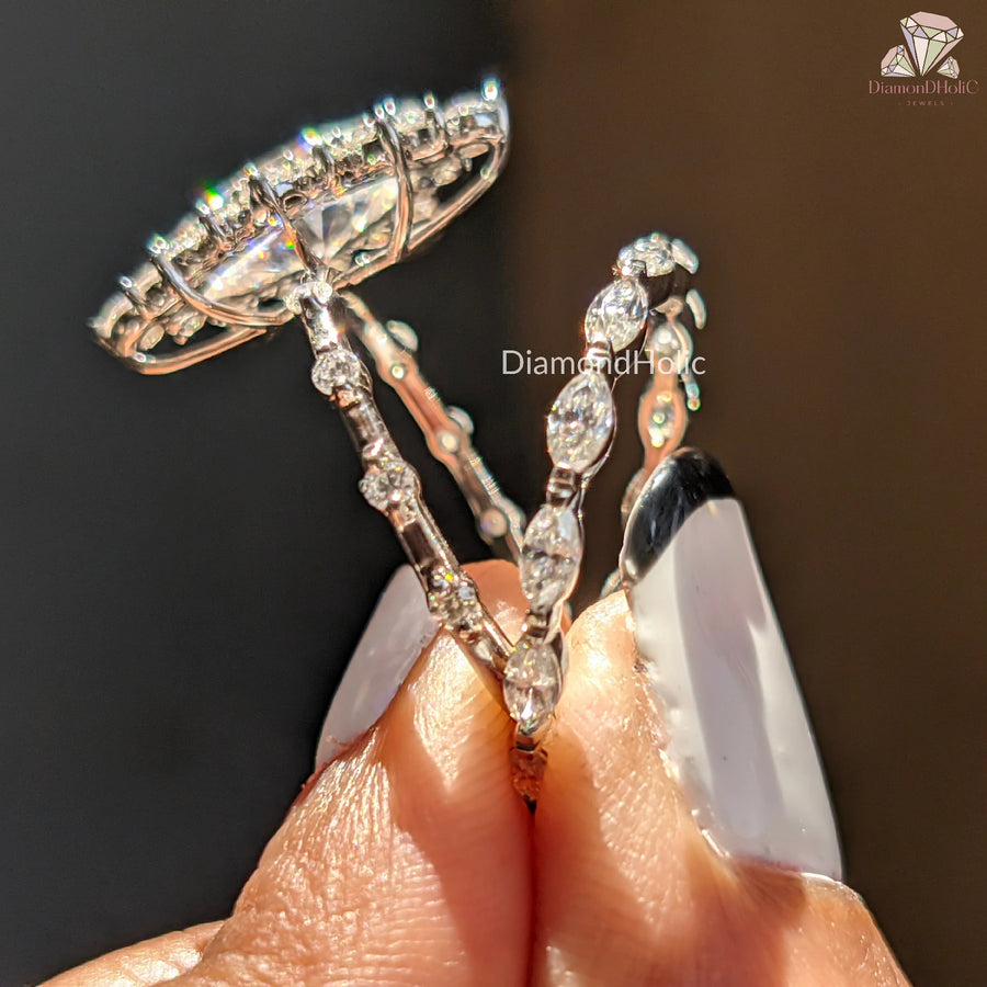 unique marquise ring | lab diamond ring set | marquise shaped ring