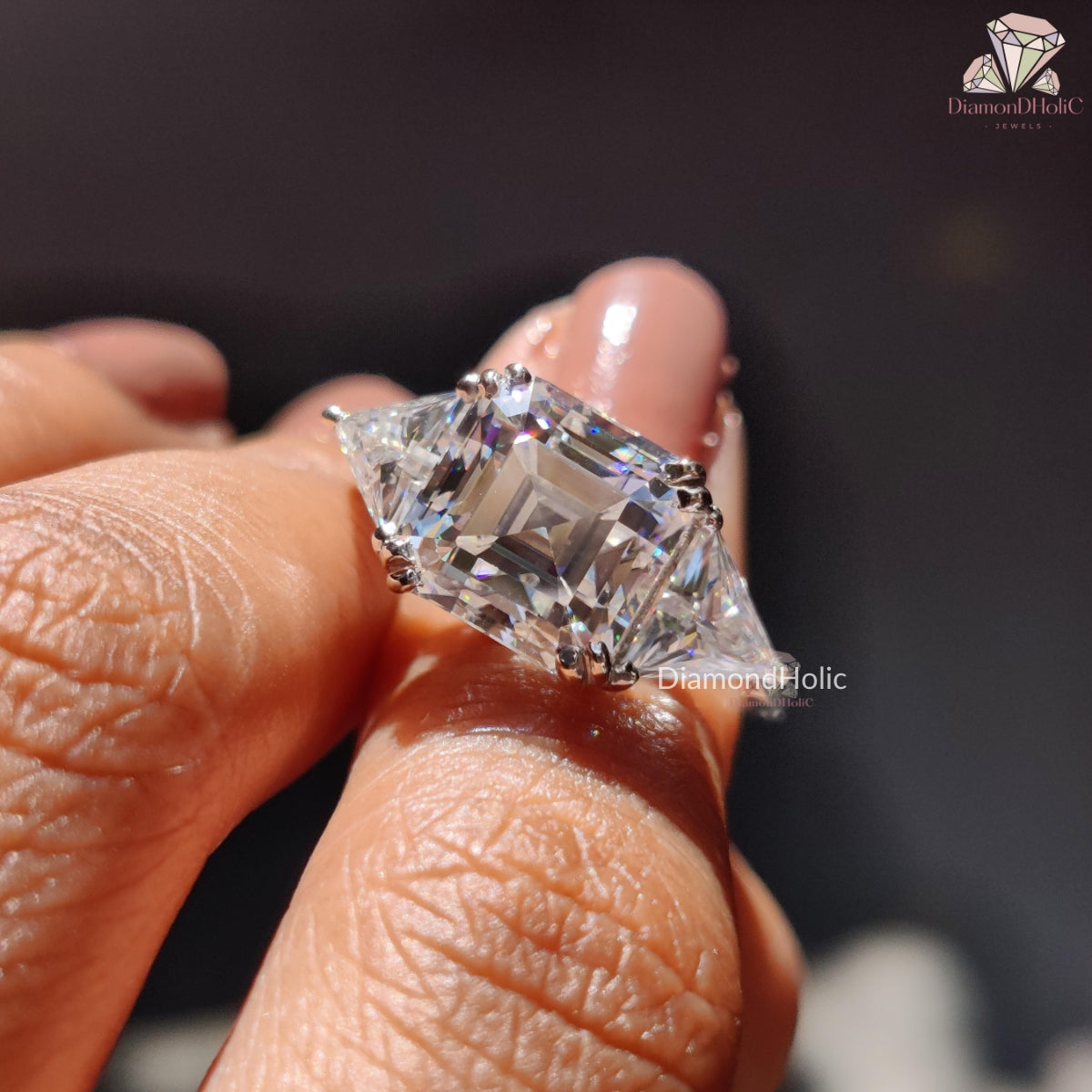 Asscher Cut Moissanite Ring