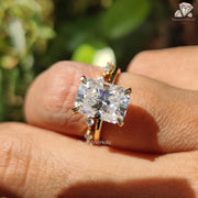 Moissanite Wedding Rings | Half Eternity Band | Radiant Cut Set