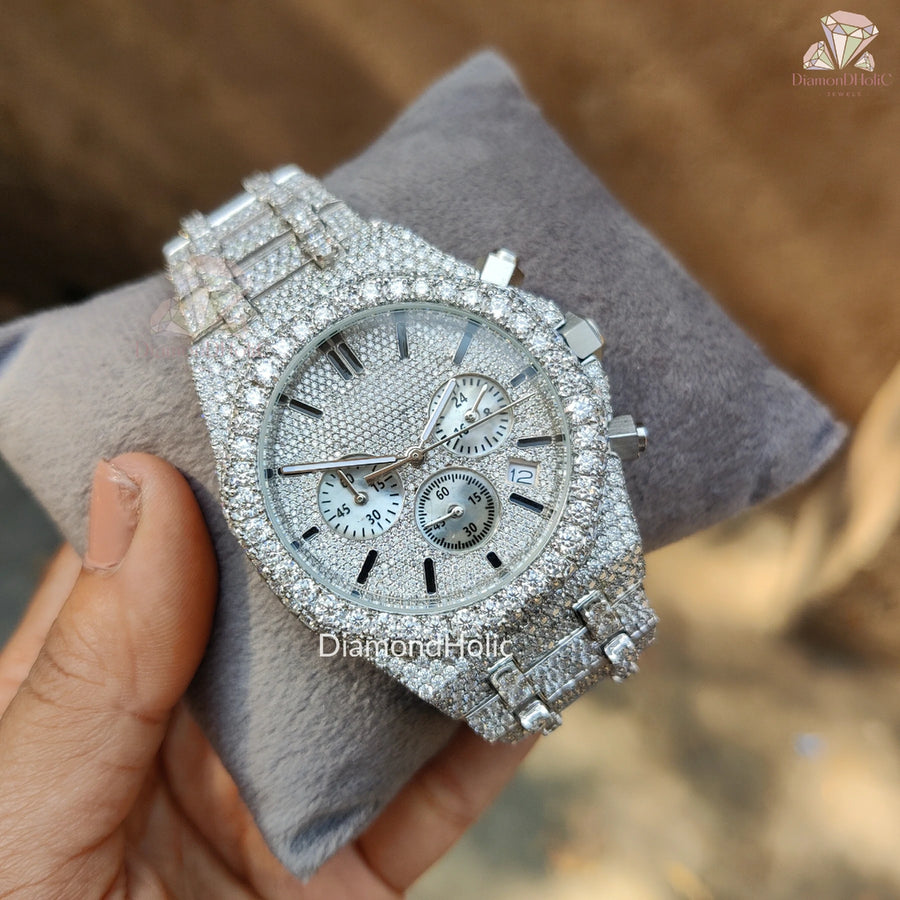 Fully Iced Out Round Watch