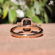 Salt and Pepper Engagement | Emerald Cut Centerpiece | Timeless Band