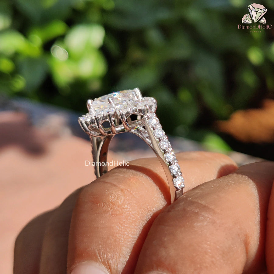1 Ct Engagement Ring | Marquise Moissanite | Deco Diamond Look