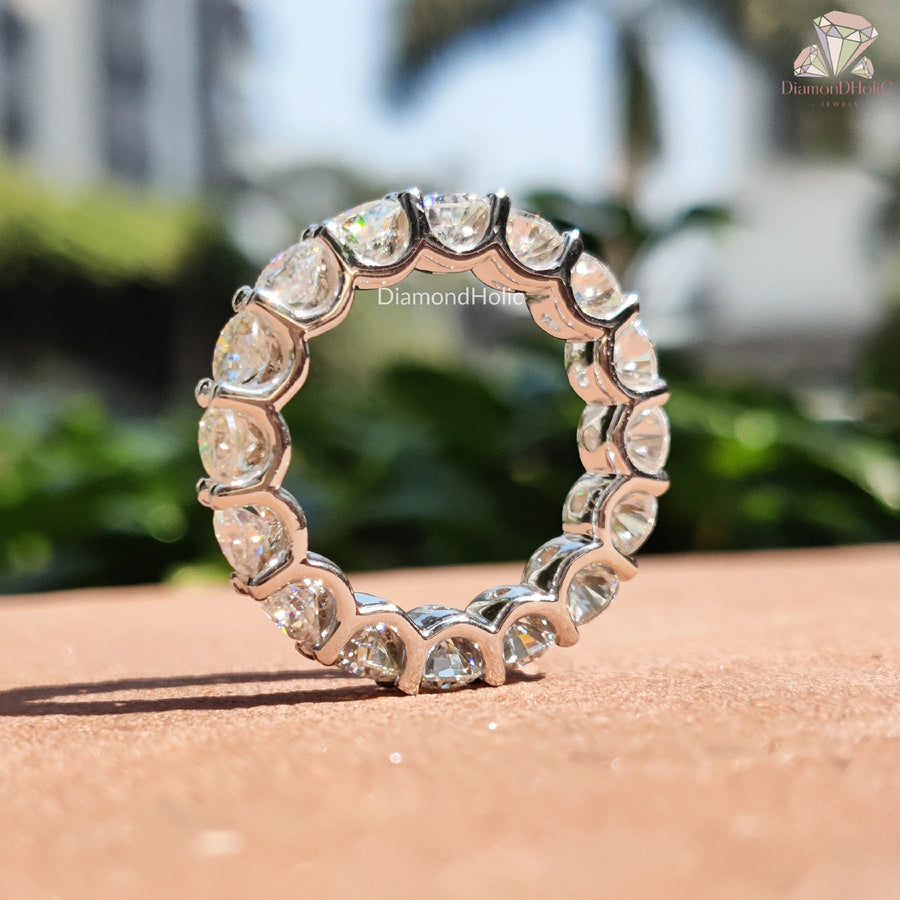 Round Moissanite Ring | Eternity Diamond Band | Wedding Jewelry