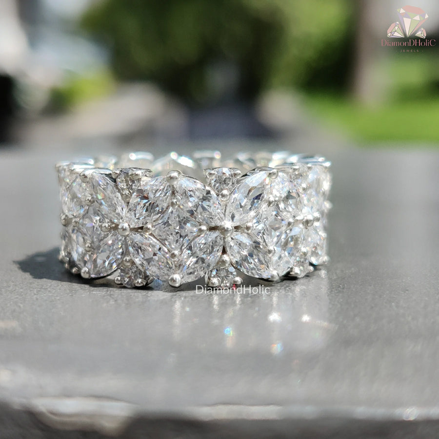 Luxury Bridal Wedding Jewelry | Custom Moissanite Eternity Ring | Minimalist Wedding Band for Women