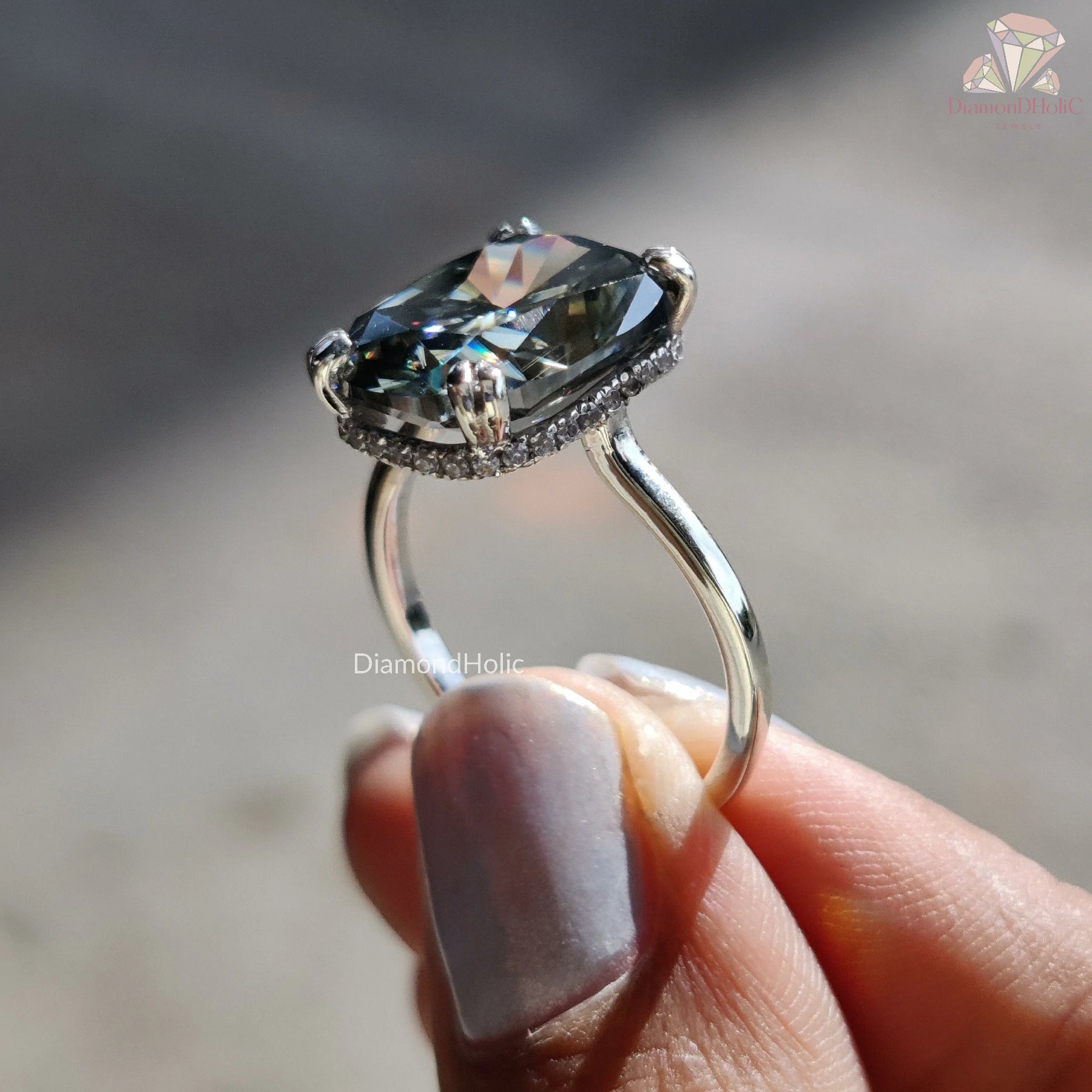 Two Prong Cushion Diamond Setting
