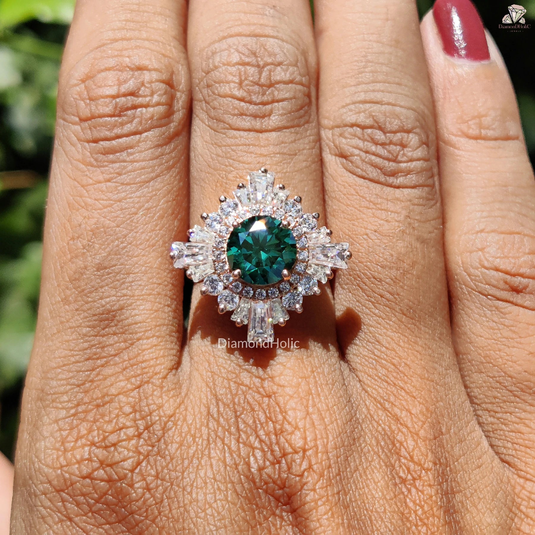 Round Cut Green Jewelry | Moissanite With Charm | Vintage Proposal Band