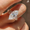marquise moissanite ring | rose gold engagement ring | floral diamond band