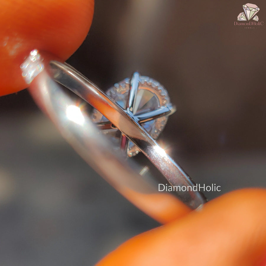 Dazzling Oval CVD| Halo Style Engagement | Ring for Her Gift