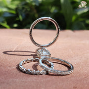 Radiant Cut Moissanite | Wedding Ring Set | Eternity Band Rings