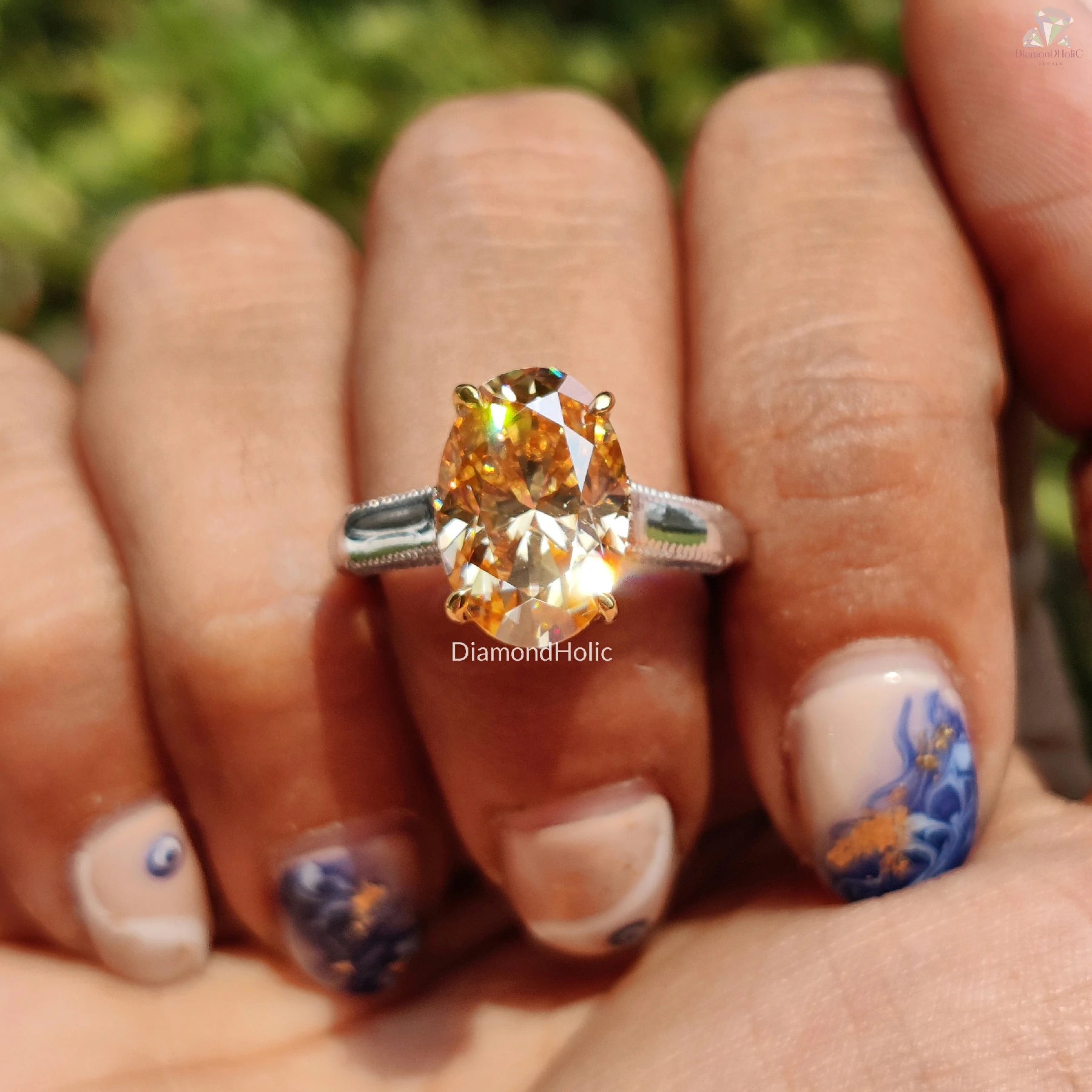 Champagne Yellow Moissanite | Oval Cut Diamond Sparkle | Proposal Ring Gift
