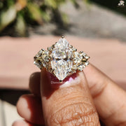 Diamond Holic ring featuring a sparkling Marquise Diamond centerpiece with intricate side stones