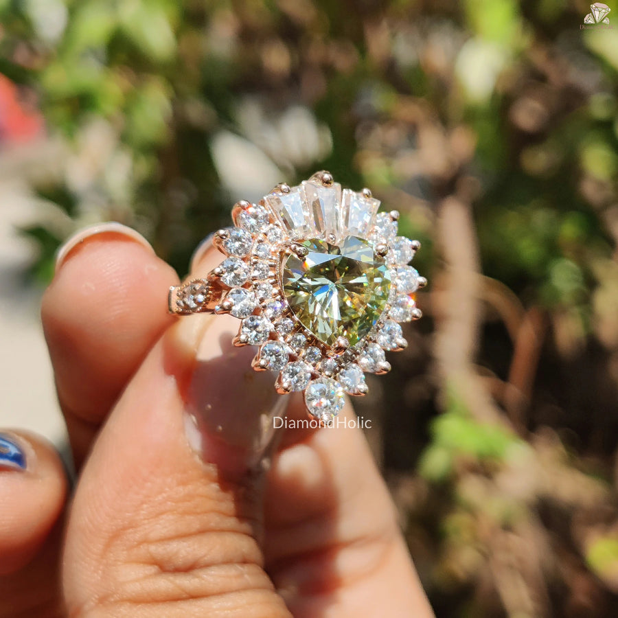 Heart Cut Green Diamond | Vintage Halo Detail | Proposal For Her