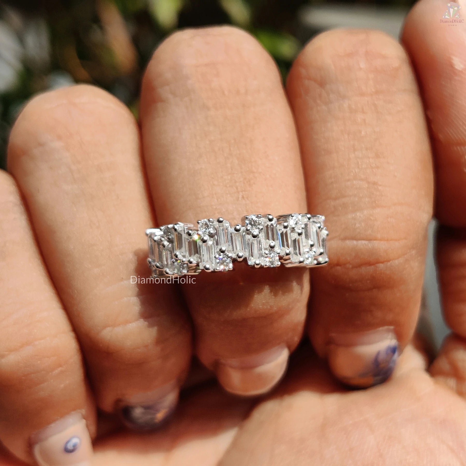 Baguette Cut Wedding Band | Moissanite Diamond Ring | Elegant Gift for Her