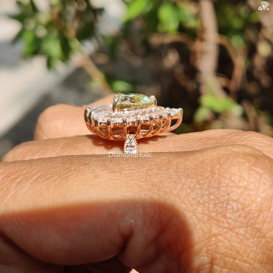 Milgrain Accent Setting | Light Green Love Stone | Bridal Ring Beauty