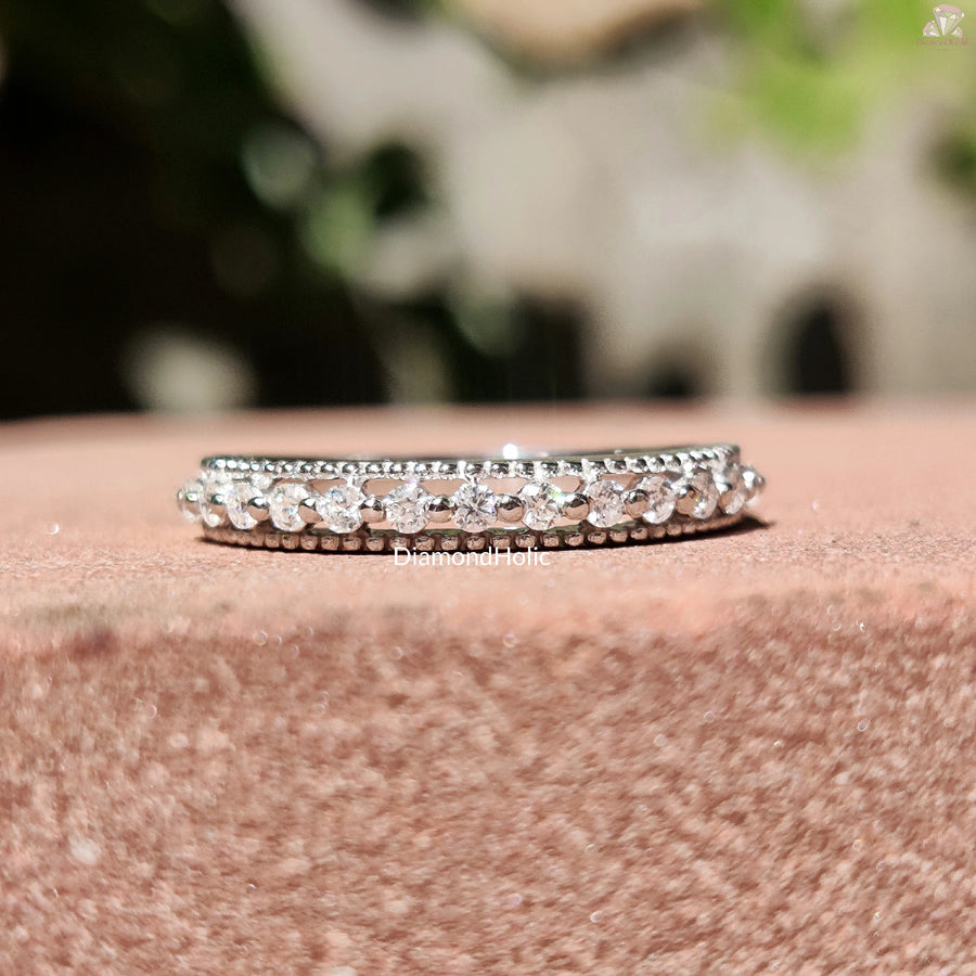 Classic Wedding Band | Unique Moissanite Ring | For Her Eternity