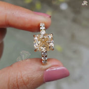 Cushion and Round Cut Moissanite Hidden Halo Wedding Ring