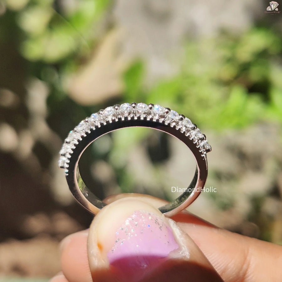 Elegant Round Cut Band | Bride’s Moissanite Ring | Dazzling Sparkle