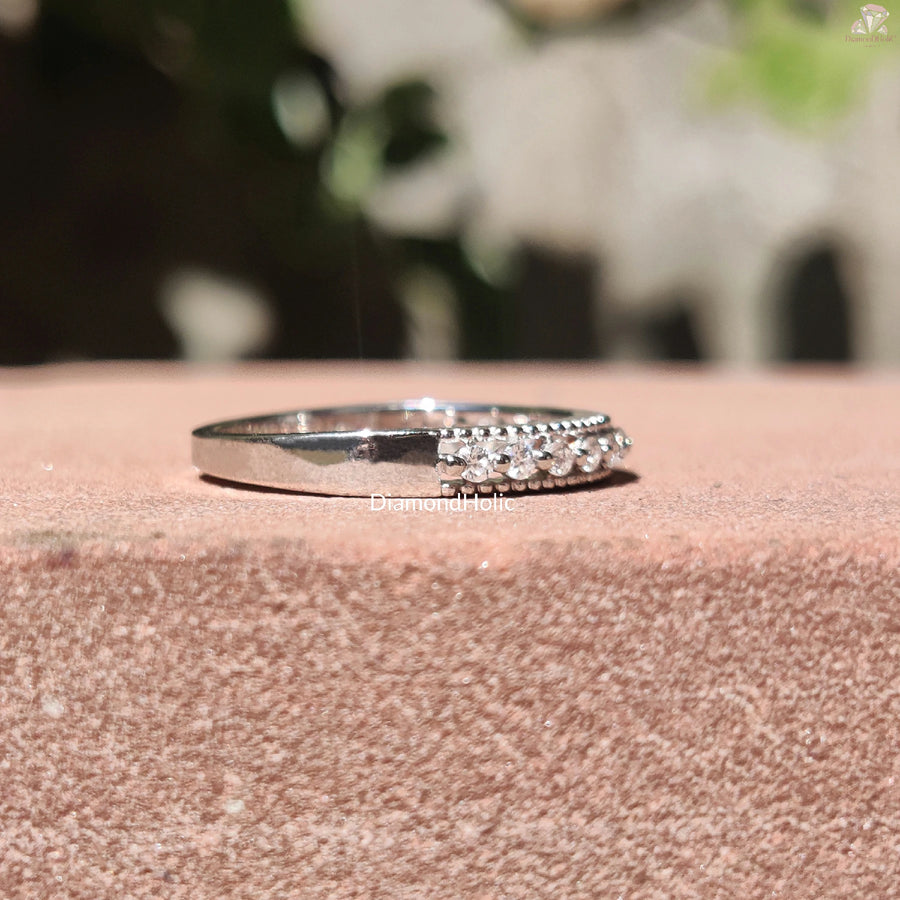Everyday Sparkle Ring | Round Moissanite Shine | Promise Band Design