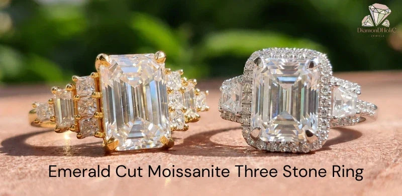 Moissanite Three Stone Engagement Ring