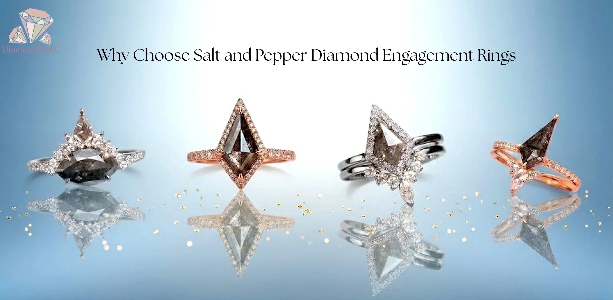 Salt and Pepper Diamond Engagement Rings For Women