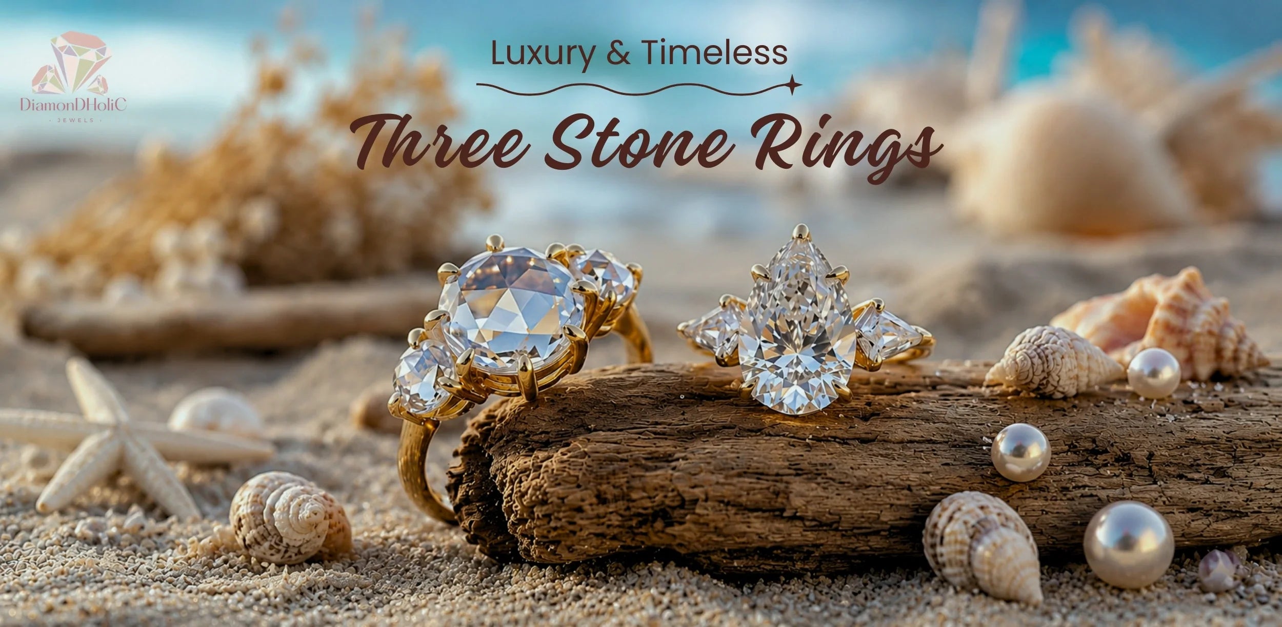 three stone moissanite rings