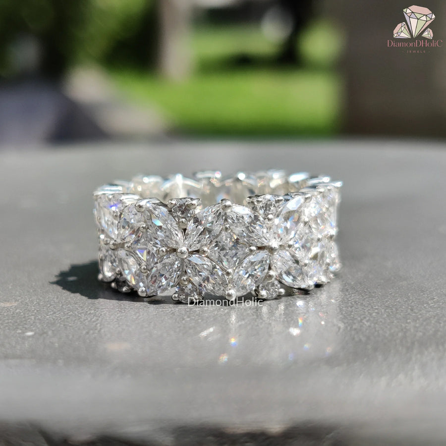  Elegant Moissanite Bridal Ring | Handmade Eternity Band for Her | Timeless Moissanite Wedding Band