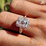 moissanite ring for women | halo engagement setting | moissanite proposal ring
